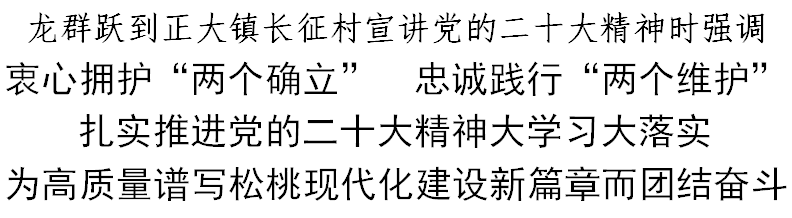 龍群躍到正大鎮(zhèn)長征村宣講黨的二十大精神時強(qiáng)調(diào)