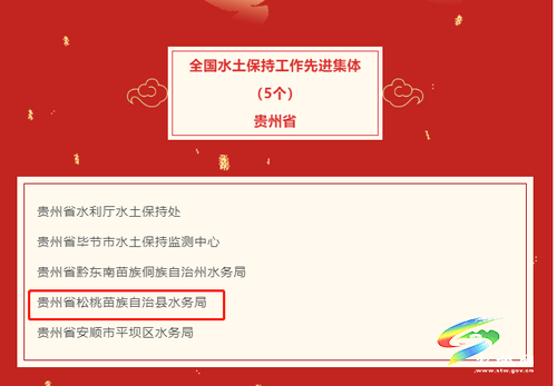 喜訊!?松桃水務(wù)局獲評(píng)全國(guó)水土保持工作先進(jìn)集體