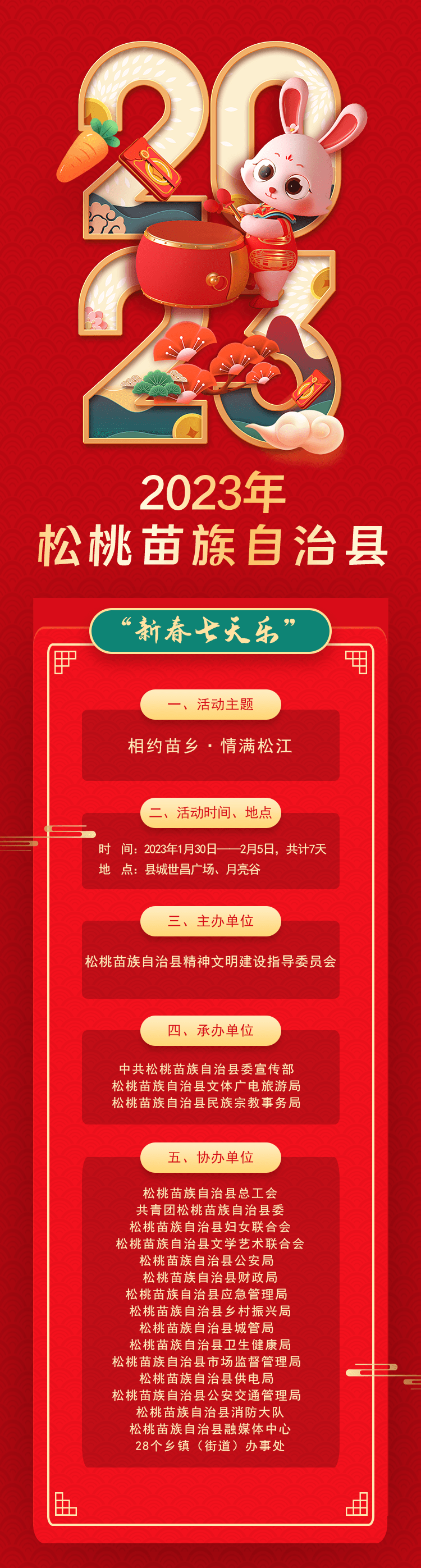 2023年松桃苗族自治縣“相約苗鄉(xiāng)·情滿松江”系列文化活動——“新春七天樂”群眾文化活動