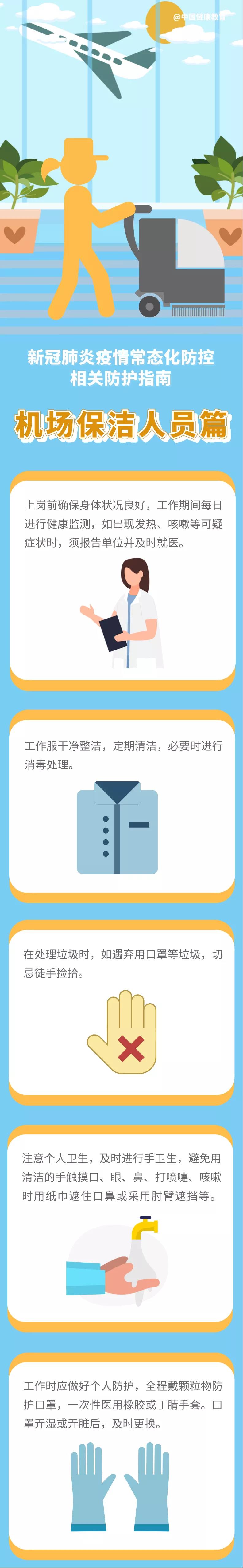 新冠肺炎疫情常態(tài)化防控防護(hù)指南之機(jī)場(chǎng)保潔人員篇