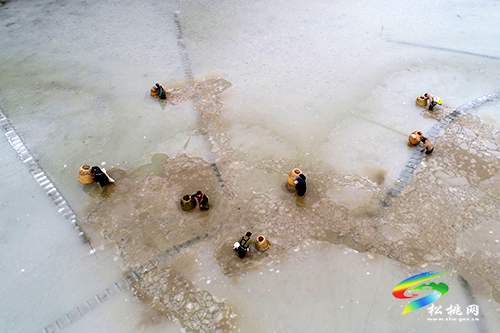 松桃：雪地捕魚　迎新年