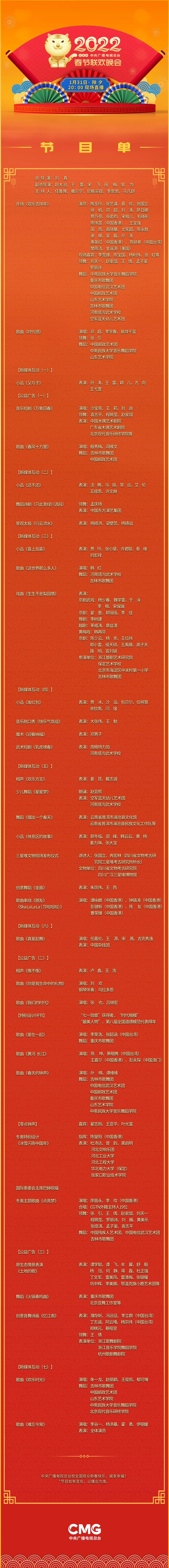 守正創(chuàng)新 出新出彩 《2022年春節(jié)聯(lián)歡晚會》節(jié)目單揭曉