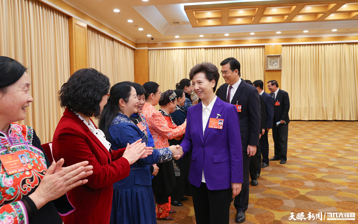 諶貽琴李炳軍親切看望貴州代表團(tuán)婦女代表 向全省廣大婦女同胞致以節(jié)日的問候和祝福