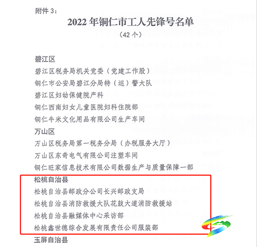喜訊！松桃多個集體及個人榮獲“2022年銅仁市五一勞動獎、工人先鋒號”