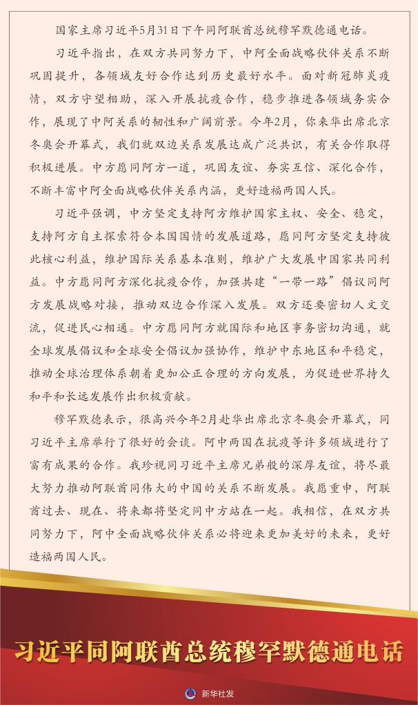 習(xí)近平同阿聯(lián)酋總統(tǒng)穆罕默德通電話