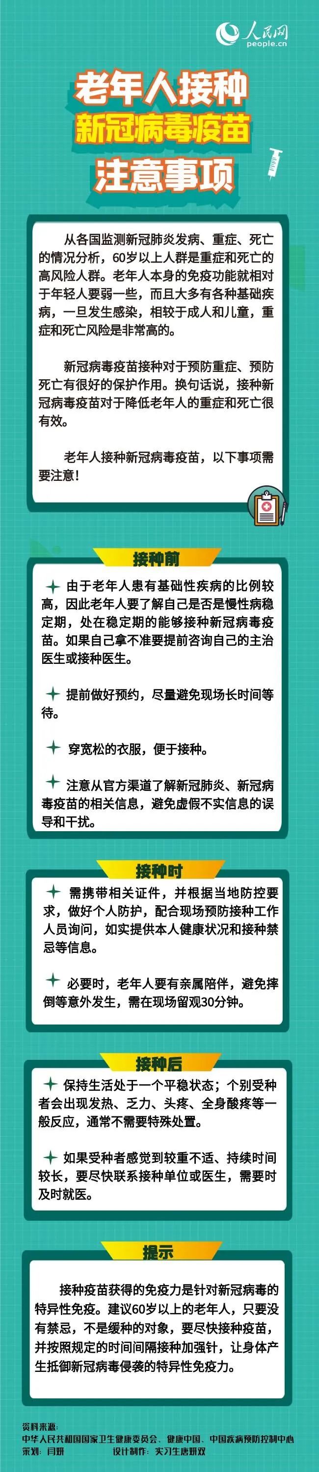 老年人接種新冠病毒疫苗注意事項