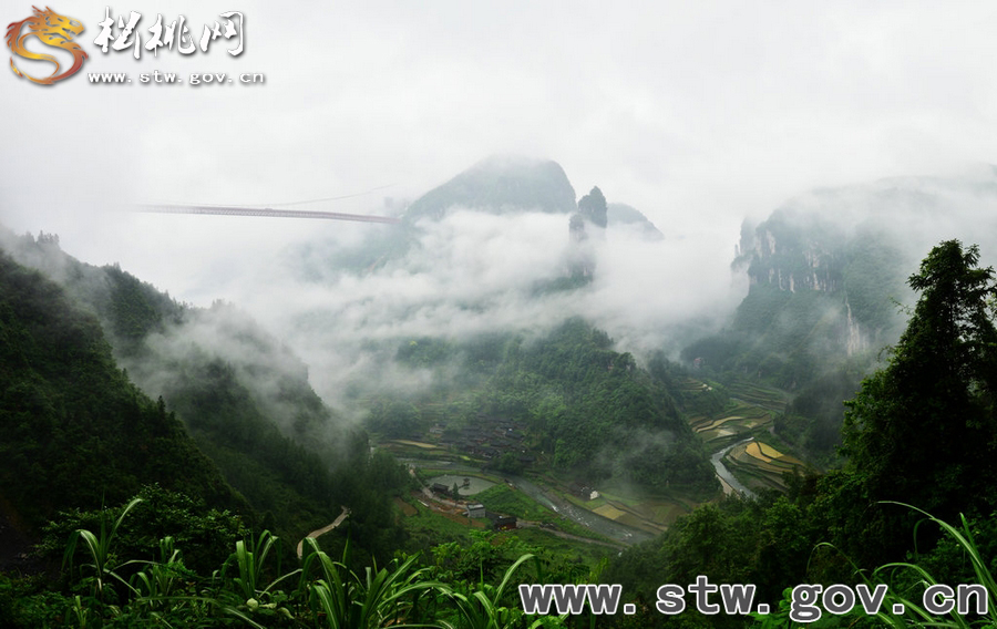 矮寨懸索大橋霧景