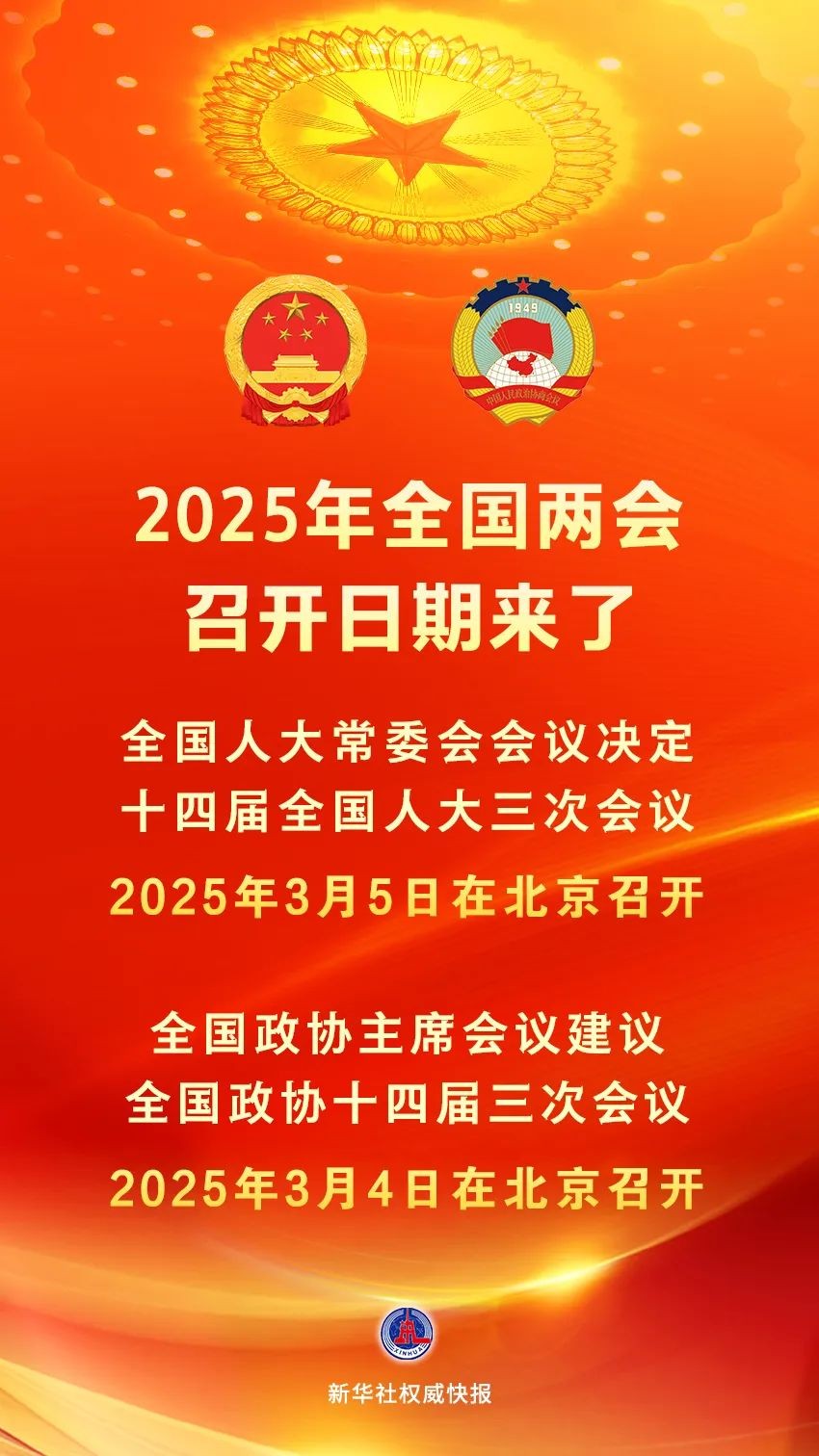 2025年全國兩會召開日期來了