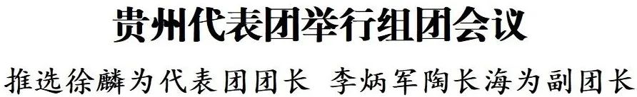 貴州代表團(tuán)舉行組團(tuán)會(huì)議 推選徐麟為代表團(tuán)團(tuán)長(zhǎng) 李炳軍陶長(zhǎng)海為副團(tuán)長(zhǎng)