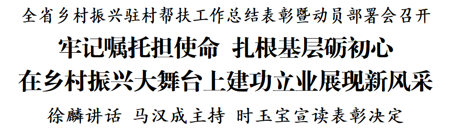 全省鄉(xiāng)村振興駐村幫扶工作總結(jié)表彰暨動(dòng)員部署會(huì)召開